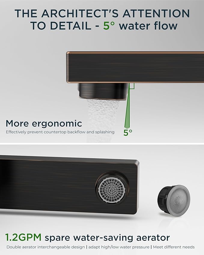 FORIOUS Oil Rubbed Bronze Bathroom Faucet Widespread, Two Handle Antique Bathroom Faucet 3 Hole Oil Rubbed Bronze with Metal Drain, CUPC Hose and Spare Water Saving Aerator for Farmhouse, Restroom