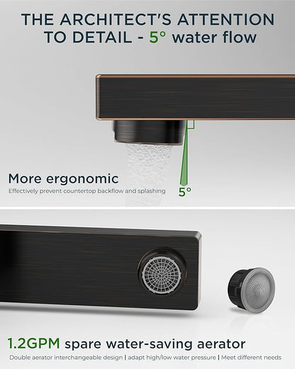 FORIOUS Oil Rubbed Bronze Bathroom Faucet Widespread, Two Handle Antique Bathroom Faucet 3 Hole Oil Rubbed Bronze with Metal Drain, CUPC Hose and Spare Water Saving Aerator for Farmhouse, Restroom