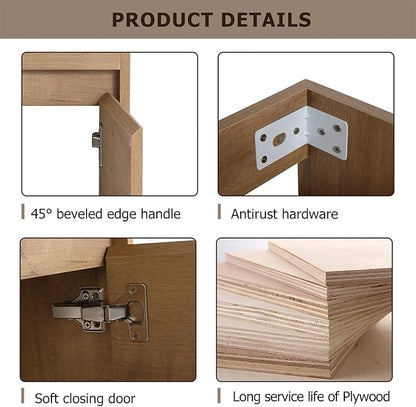 Henf 17'' Wall Mounted Bathroom Vanity Sink Combo for Small Space, Modern Bathroom Vanity Set with Ceramic Sink Top, Hanging Garage Vanities Compact Floating Small Cabinet for Bath Room