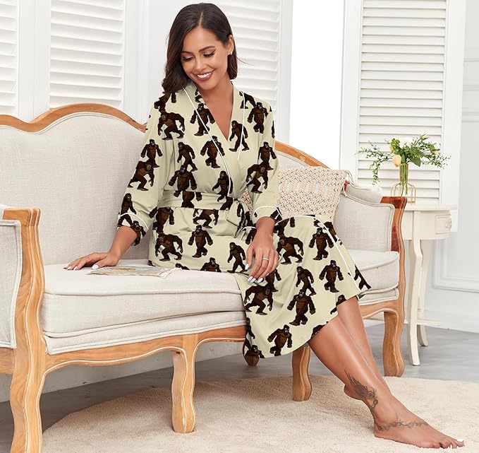 PrinStory Womens Robe Long Knit Bathrobe Lightweight Soft Robes Ladies Bath Robe