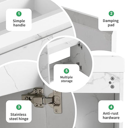 20 Inch Bathroom Vanity with Sink Combo for Small Space, Wall-Mounted Bathroom Vanity with Soft Close Door,Modern Floating Bathroom Vanity with Top Basin & Storage Cabinet,White