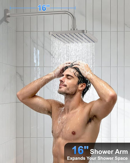 Brushed Nickel 11 Inch Rainfall Shower System – Filtered Handheld Sprayer Shower Head, Complete Bathroom fixtures Set Faucet Mixer Trim & Valve Kit