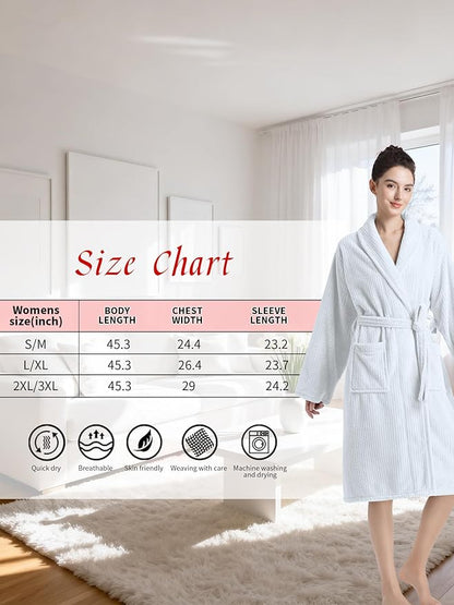 Plush Bath Robes For Women After Shower,Soft Long Towel Robe,Quick Dry&Warm Womens Bathrobe