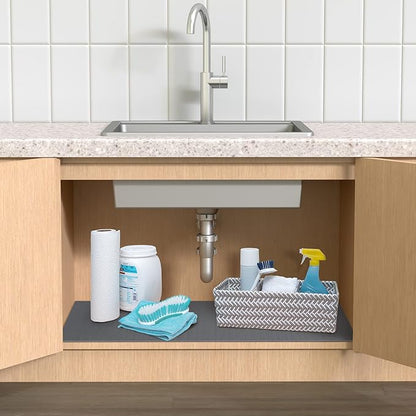 Con-Tact Brand Under Sink Mat, Waterproof Mat for Under Kitchen Sink, Bathroom, and Laundry Room, Non-Adhesive and Durable Shelf Liner, Easy to Clean, 24" x 48", Graphite