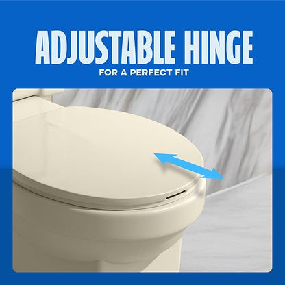 HIGHCRAFT Premium Round Toilet Seat with Adjustable Hinges - Molded Plastic Toilet Seat - Fits Standard Round Toilets - Round Seat in Bone/Beige
