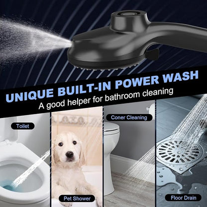 12 Inch High Pressure Rainfall Shower Head Combo,9 Settings Handheld Shower | Height/Angle Adjustable, 3 Spray Modes, Anti-leak, Built-in Magnetic Docking,Washing Jets,Holder, 59" Shower Hose, 1.75GPM