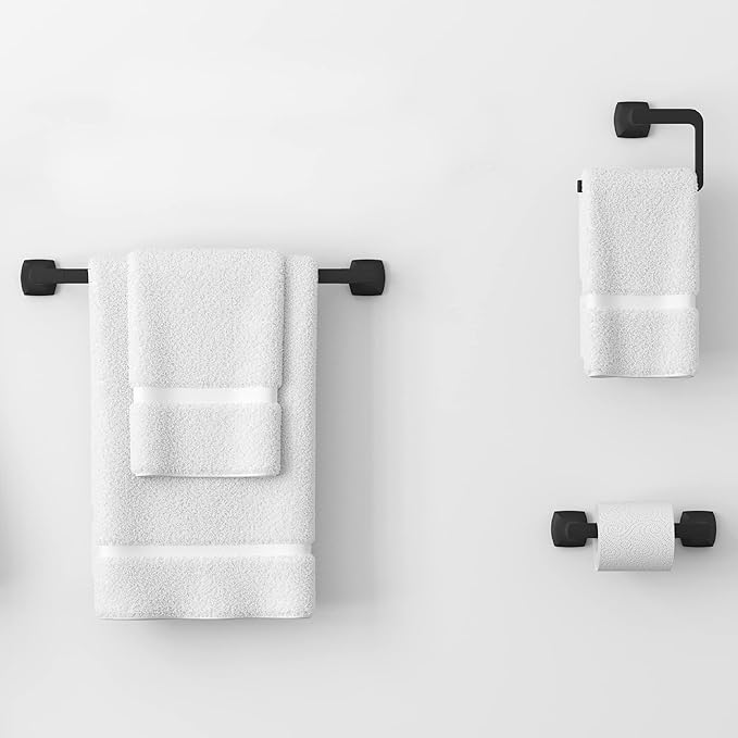 Pfister Vaneri 3-Piece Bathroom Hardware Set with Towel Bar, Towel Ring, and Toilet Paper Holder, Wall-Mounted, Matte Black Finish, BTBVRI3B