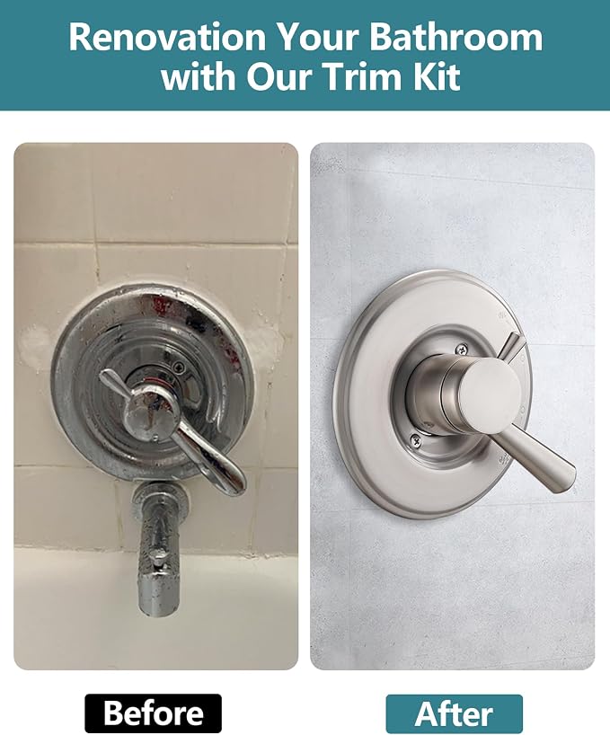 Shower Trim Kit Compatible with Delta 17& 1700 Series, Shower Cover Plate with Handle, Brushed Nickel(Valve& Catridge Not Inclued)