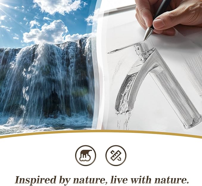 Phiestina Brushed Nickel Tall Bathroom Vessel Sink Faucet 2 Pack, Single Hole Single Handle Waterfall Above Countertop Sink Bathroom Faucet, with Pop Up Drain and Water Supply Line, NS-SF01-V-BN-2pack