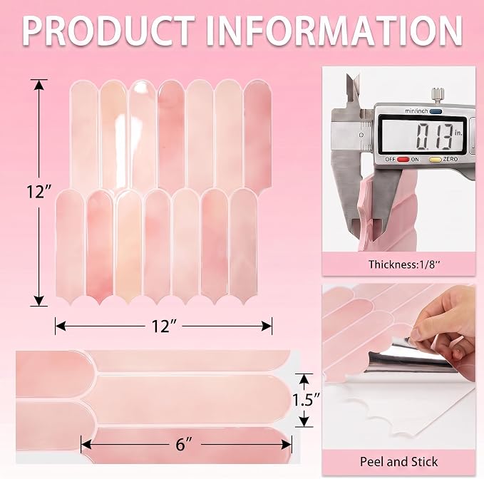 Arttown Peel and Stick 3D Wall Backsplash, 10-Sheet, 12" × 12" Coral Pink | Subway Tile Self Adhesive Thicker Design Wall Tiles Panel Wallpaper for Rental Housing Kitchen Bathroom Balcony