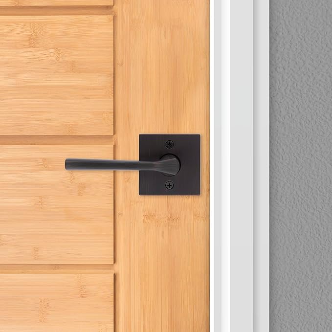 Kwikset Lisbon Single Sided Dummy Door Lever, Reversible Non-Turning Push/Pull Handle for Interior Use on Pantry, Closet, and French Doors, in Venetian Bronze