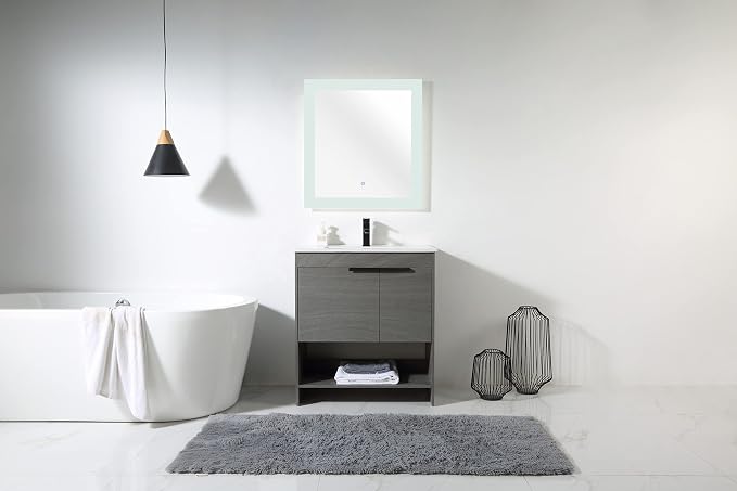 Phoenix 30 Inch Bathroom Vanity with Sink – Modern Design, Soft-Close Doors, Storage Drawers, Durable Build – Grey Vanity for Small Bathrooms (Full Assembly Required)