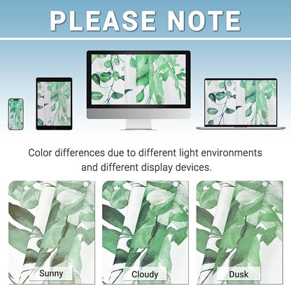 No Hook Shower Curtain with Liner, Eucalyptus Dark Green, 71x74 | Snap in Liner, 3 in 1, Water Repellent, Easy Install, Machine Washable, Hotel Style for Bathroom, Watercolor Pattern