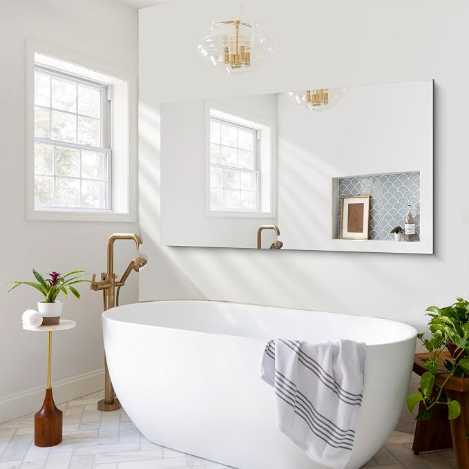 CILIBER Frameless Mirror, 30x55 Rectangle Bathroom Mirrors for Wall, Large Frameless Vanity Mirror Over Sink with Polished Edge, 3mm Tempered Glass, Hangs Horizontally or Vertically