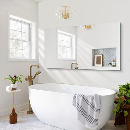 CILIBER Frameless Mirror, 30x55 Rectangle Bathroom Mirrors for Wall, Large Frameless Vanity Mirror Over Sink with Polished Edge, 3mm Tempered Glass, Hangs Horizontally or Vertically
