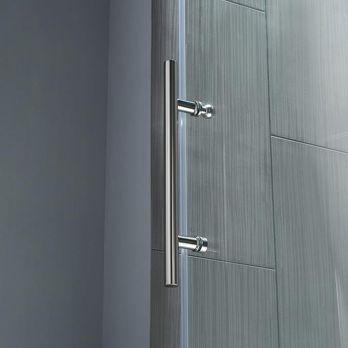 WOODBRIDGE Frameless Sliding Shower Door,44"-48" Width, 76" Height, 3/8" (10 mm) Clear Tempered Glass, Finish, Designed for Smooth Door Closing. Chrome