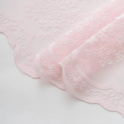 TUDECO Pink Lace Shower Curtain with Attached Valance, 72W x 84L Inch | Long Bathroom Curtain, Coquette Feminine Charm, Soft Color, Brightens Space, Scalloped Edges Reinforced Holes