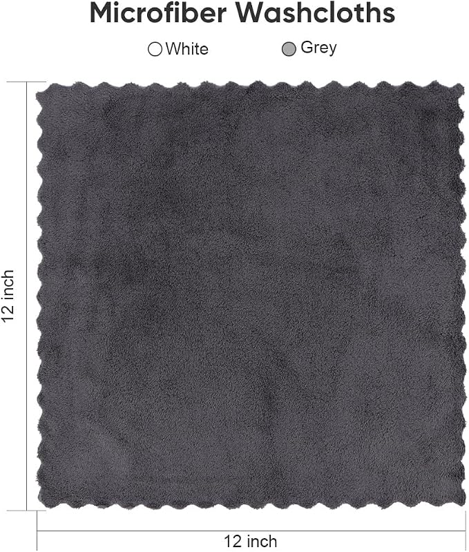 Orighty Washcloths 48 Pack, Ultra Soft Face Towels 12 x 12 inch | Absorbent & Quick Drying Coral Velvet Wash Cloths Bulk, Multi-Purpose Face Cloth for Household, Cleansing and Sport (Grey)
