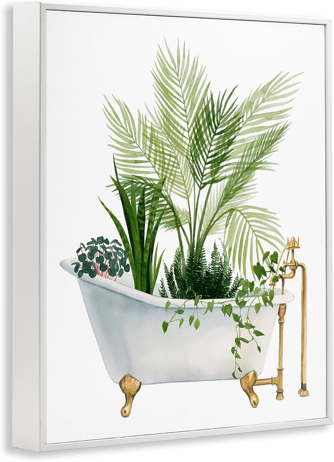 Vintage Tub Botanical, 24 x 30 Inch Framed Giclée Print | Stupell Industries · By Grace Popp · Ready to hang · Great for bathroom or laundry room · Made in USA