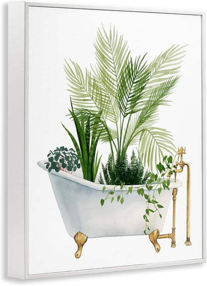 Vintage Tub Botanical, 16 x 20 Inch Framed Giclée Print | Stupell Industries · By Grace Popp · Ready to hang · Great for bathroom or laundry room · Made in USA