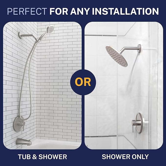 HammerHead Showers Solid Metal Single-Handle Trim Kit with Rough-In Shower Valve, Volume and Temperature Control, Pressure Balance, Brushed Nickel