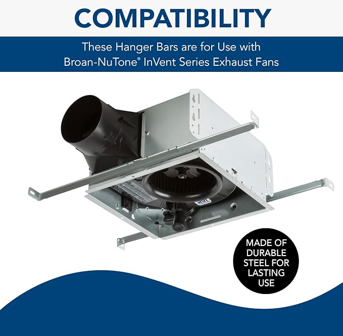 Broan-NuTone MHB4 Hanger Bar Set for InVent Series Bath Exhaust Fans, Silver, Steel, 4 Pieces