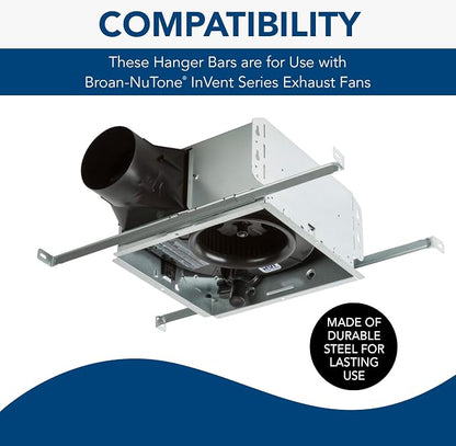 Broan-NuTone MHB4 Hanger Bar Set for InVent Series Bath Exhaust Fans, Silver, Steel, 4 Pieces
