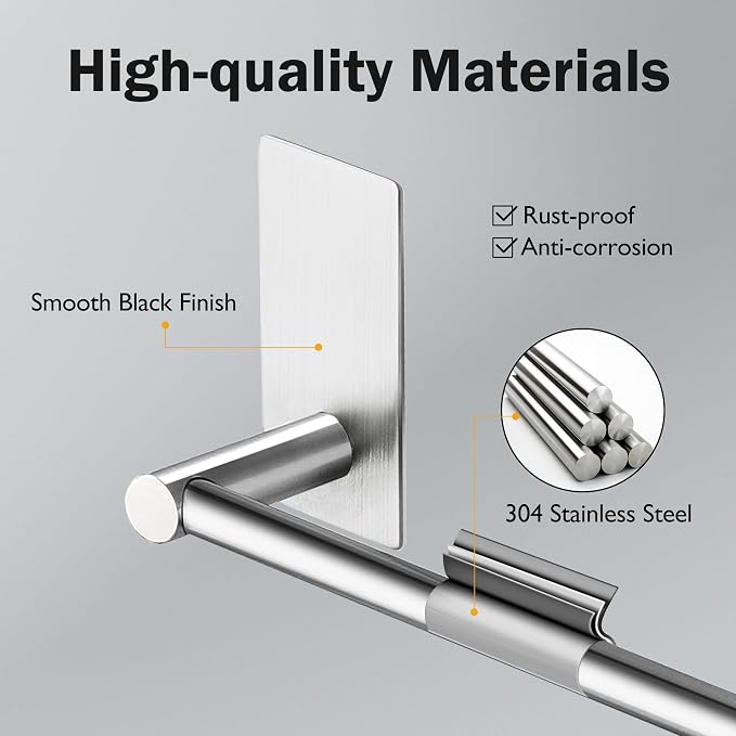 Taozun Towel Bar - 2 Packs Adhesive Hooks | 32 Inch Towel Holder, Hand Towel Rack Stick on Wall, Stainless Steel Bathroom Hardware Accessory Kit