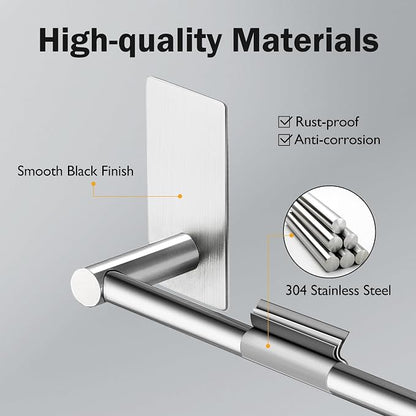 Taozun Towel Bar - 2 Packs Adhesive Hooks | 32 Inch Towel Holder, Hand Towel Rack Stick on Wall, Stainless Steel Bathroom Hardware Accessory Kit