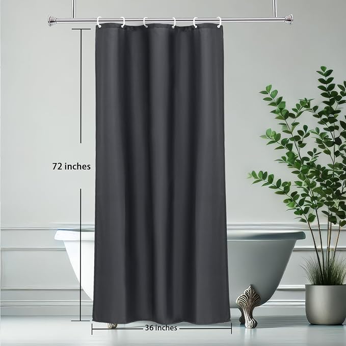 AooHome Stall Shower Curtain 36 Width x 72 Height Inch, Solid Fabric Bathroom Curtain for Hotel with Hooks, Water Repellent, Dark Grey