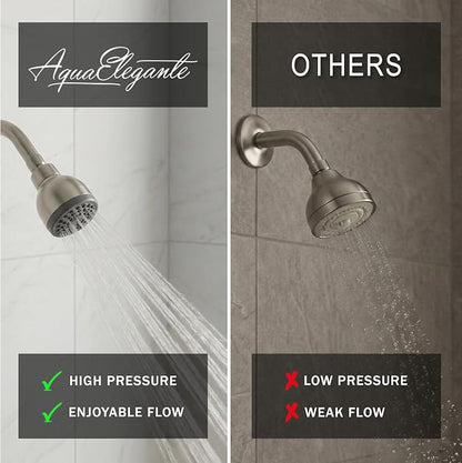High Pressure Shower Head - 1.8 GPM - Brushed Nickel | Best 3 Inch Wall Mount Bathroom Showerhead For Boosting Low Flow With Anti-Clog Nozzles, Adjustable Brass Ball Joint