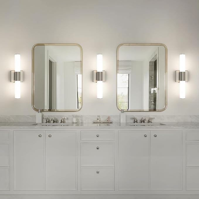 Brushed Nickel Vanity Light for Bathroom Lights Fixtures Over Mirror 5CCT Dimmable Vanity Light Bar 15.74-Inch 12W Bathroom Lighting Fixtures for Mirror