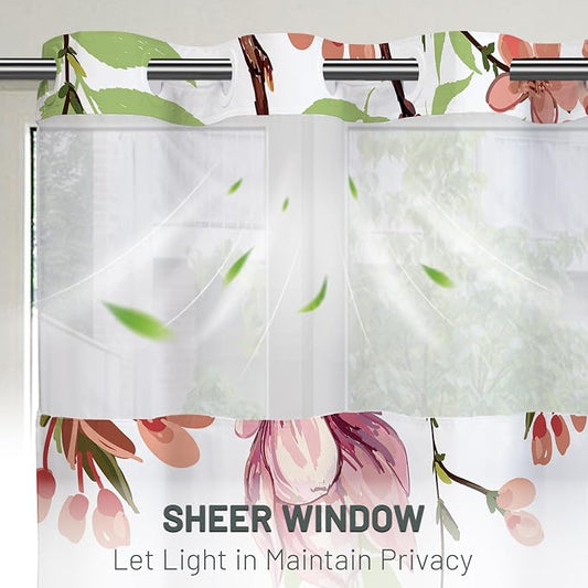 No Hook Floral Shower Curtain with Liner, Pink, 71x86 | Snap in Liner, 3 in 1, Water Repellent, Easy Install, Machine Washable, Hotel Style for Bathroom, Watercolor Pattern