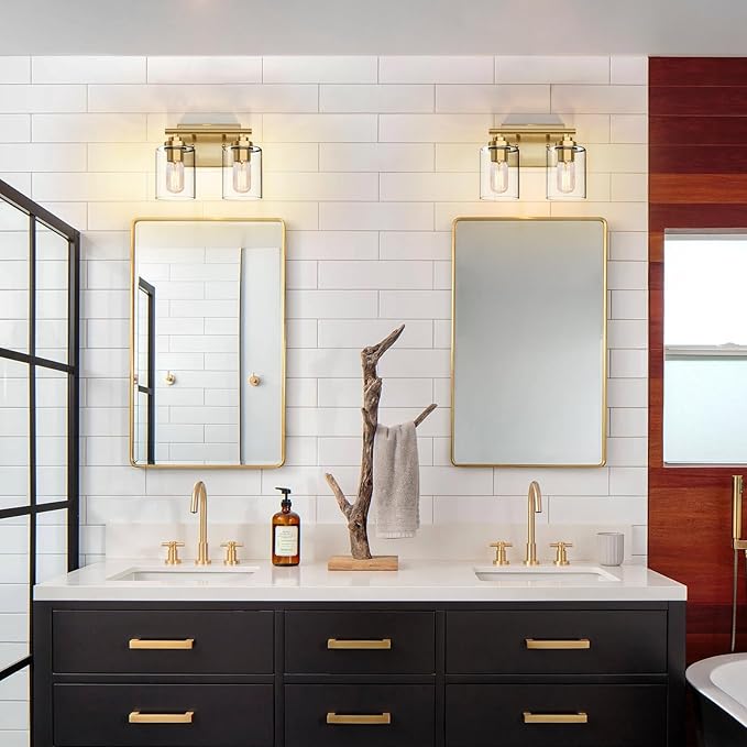 Bathroom Vanity Light Over Mirror,Bathroom Light Fixture Wall Sconce Lighting for Bedroom,Living Room (Gold, 2-Light)