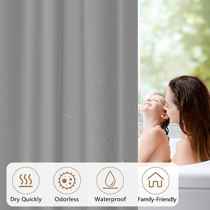Seenus 72 x 84 inch Extra Long Waterproof Fabric Shower Curtain Liner, Light Grey Cloth Shower Liner with 3 Large Magnets, Tall Bathroom Shower Curtain Lightweight Machine Washable