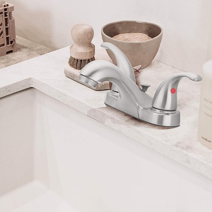 Aqua Vista 15-B42WP-BN-AV Two Handle Bathroom Sink Faucet, Brushed Nickel