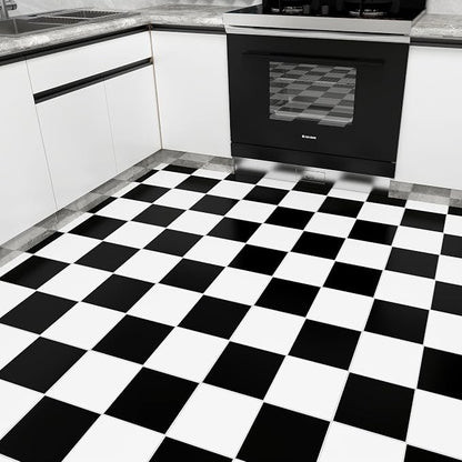 Lareko 20Sq.Ft Marble Peel and Stick Vinyl Floor Tiles,20 Tiles - 12" x 12",Waterfproof and Self Adhesive Vinyl Sticker Tiles,Laminate Flooring for for Kichen,Dining Room(Black 10pcs&White 10pcs)
