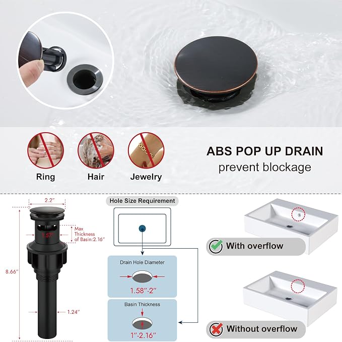 Midanya 8 Inch Widespread Bathroom Sink Faucet 3 Hole,Oil Rubbed Bronze | Waterfall Swivel Spout,2 Handle,SUS304,with Pop Up Drain,cUPC 24" Water Hose,for 6-16” hole distance vanity,RV,Farmhouse Sink