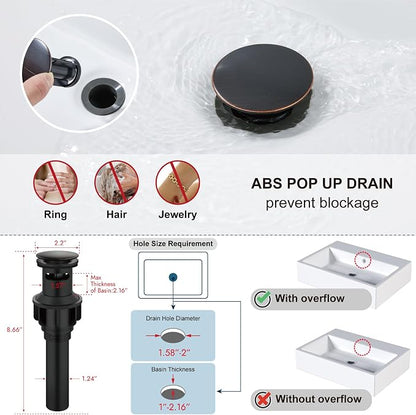 Midanya 8 Inch Widespread Bathroom Sink Faucet 3 Hole,Oil Rubbed Bronze | Waterfall Swivel Spout,2 Handle,SUS304,with Pop Up Drain,cUPC 24" Water Hose,for 6-16” hole distance vanity,RV,Farmhouse Sink