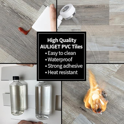 AULIGET 20-Piece Peel and Stick Backsplash Wall Tiles, 6" x 12" Vintage Wood PVC Faux Stone Stick on Tiles for Backsplash Kitchen