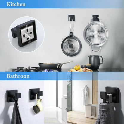 6-Piece Black Bathroom Hardware Set 23.6 Inch Towel Bar Set Double Towel Bar Towel Ring Coat Hook and Toilet Paper Holder with Shelf Wall Mounted Stainless Steel Bathroom Accessories Set