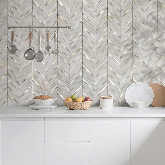DICOFUN 1 Sheet Beige Slate Peel and Stick Backsplash, Faxu Stone PVC Stick on Backsplash Wall Tiles for Kitchen and Bathroom