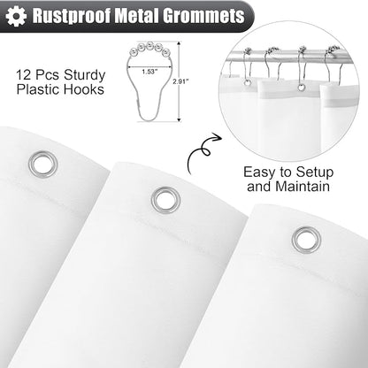 OLANLY Luxury Grey and White Ombre Shower Curtain Sets with 12 Hooks, Waterproof and Washable Decorative Shower Curtains for Bathroom, 72x72 Inches