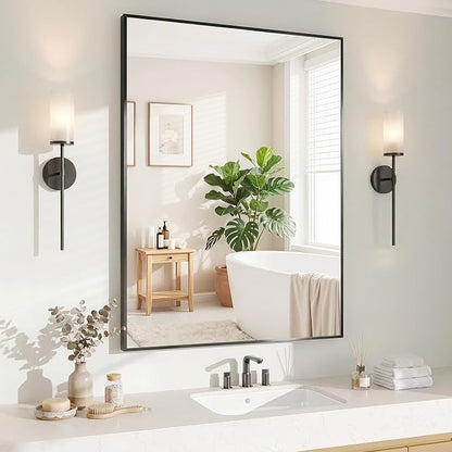 Koonmi Black Mirrors for Wall, 24x36 Inch Bathroom Mirror, Rectangular Wall Mirror for Living Room Bedroom Bathroom, Hangs Horizontally or Vertically