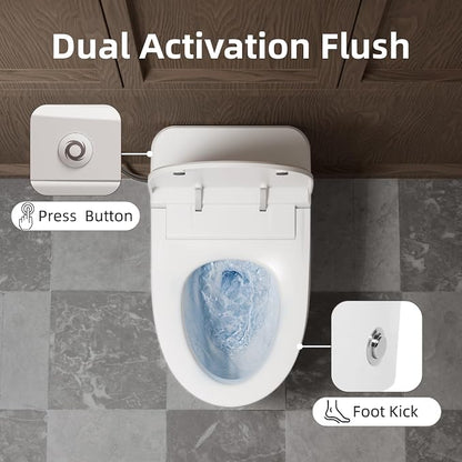 Non Electric One Piece Toilet, 1000g Map & 1.0 GPF, 17.3" ADA & Elongated Tankless Toilet for Bathroom, Powerful Air Pressure Assisted Flush System, Foot Kick Flush Included, 12" Rough in