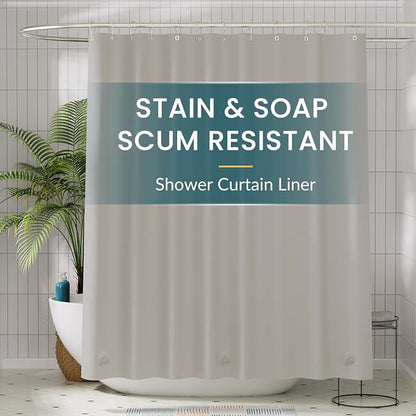 Titanker Shower Curtain Liner 72x72 Tan Shower Liner Lightweight PEVA Shower Curtains for Bathroom, Waterproof Shower Liner with Magnets and Rustproof Grommet Holes