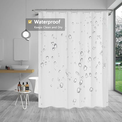 White Shower Curtain Liner, 4G PEVA Shower Liner, Plastic Peva Waterproof Shower Curtains, 72x72 inch with Grommet Holes 3 Magnetic Weights