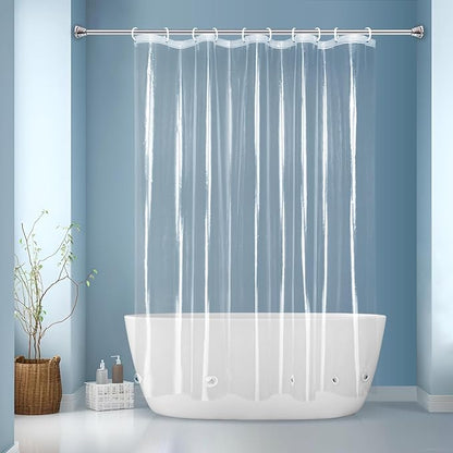 EurCross Clear PEVA Bathroom Shower Curtain Liner 64x72 inch, Waterproof High-Grade See-Through Plastic Shower Curtain with 5 Magnets,10 Metal Grommets,Without Hooks