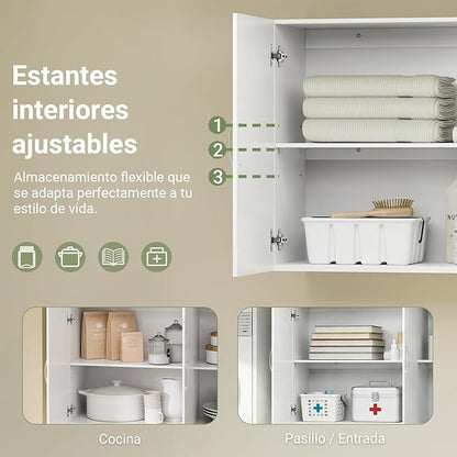 Haotian Wall Cabinet for Laundry Room, Wall Storage Medicine Cabinet for Bathroom Kitchen Garage, Linen Tower Bath Cabinet with Shelf, White FRG231-L-W