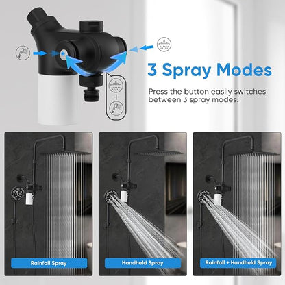 VXV 10 inch Filtered Shower Head,7 Settings High Pressure Dual Shower Heads with Handheld Spray Combo,3-Way Rain Shower Head with Filters,71''Shower Hose,Height Adjustable(Matte Black)